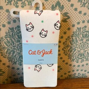 Cat & Jack White Cat Print Tights